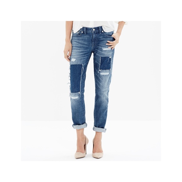 Madewell Denim - Madewell The Slim Boyjean Patched-Up Edition in Springfield Wash B7426 Size 30
